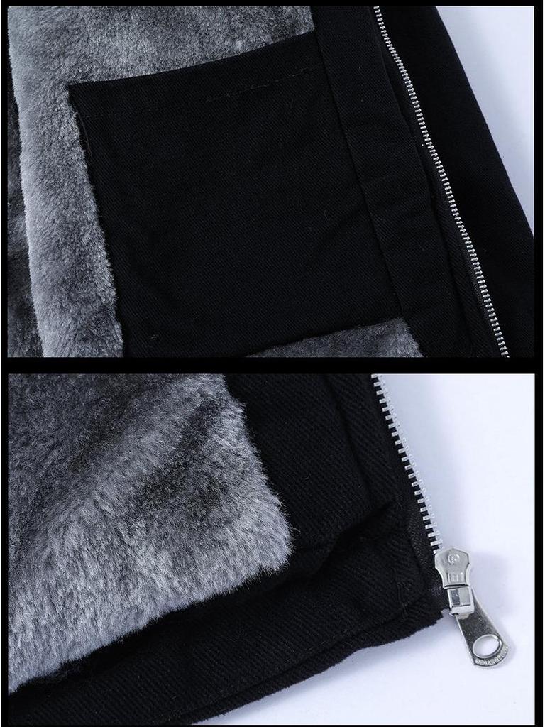 Trendy Mid-Length Men’s Winter Denim Parka with Plus Velvet Hood