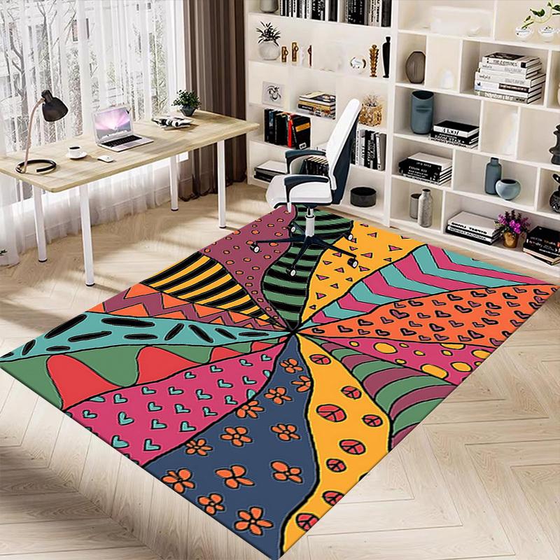1PC Pattern Shapes Extra Large Non Slip Floor Carpet, Office, Family, Bedroom Large Area Rug Indoor Rugs, Vibrant Colors