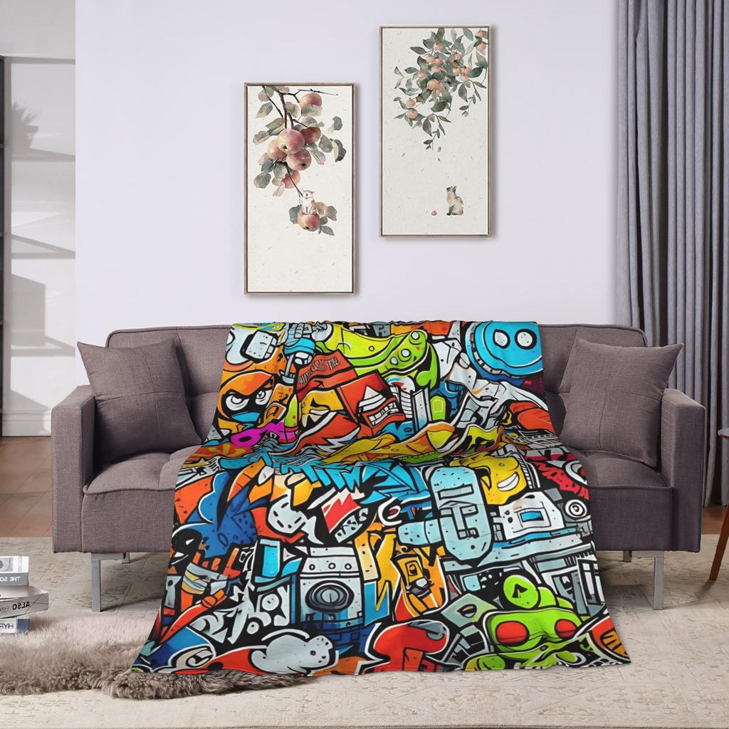 Cartoon Cute Doodle Blanket Quality Soft Throw Blanket Winter Boy Girl Bedroom Funny Bedspread