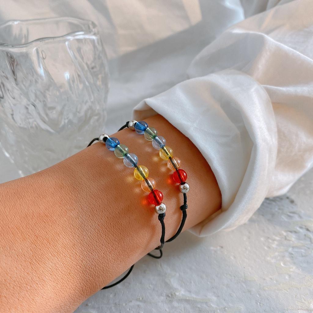 4 pièces/ensemble mode coloré perle Bracelet arc-en-ciel Bagua Couple soeur Bracelets pour femme bijoux accessoires