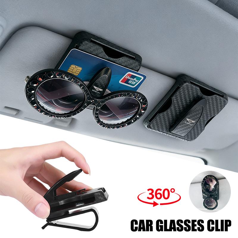For New Bentley Flying Spur Continental GT Bentayga Mulsanne Car Eyeglass Storage Clip Sun Visor Sunglasses Auto Accessories GH9