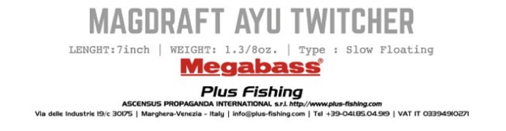 Megabass Soft Lure Mag Draft Ayu 7 Inch Sinking Lure Tenryu Ayu (4804)