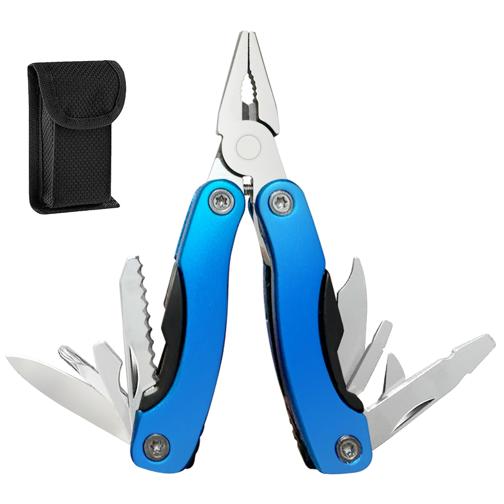 

NKAKTSU MINI 12 Инструмент для выживания с нейлоном для активного отдыха, при катастрофах и для DIY, мультиинструмент, функции, плоскогубцы, складной, чехол, мероприятия, кемпинг, синий