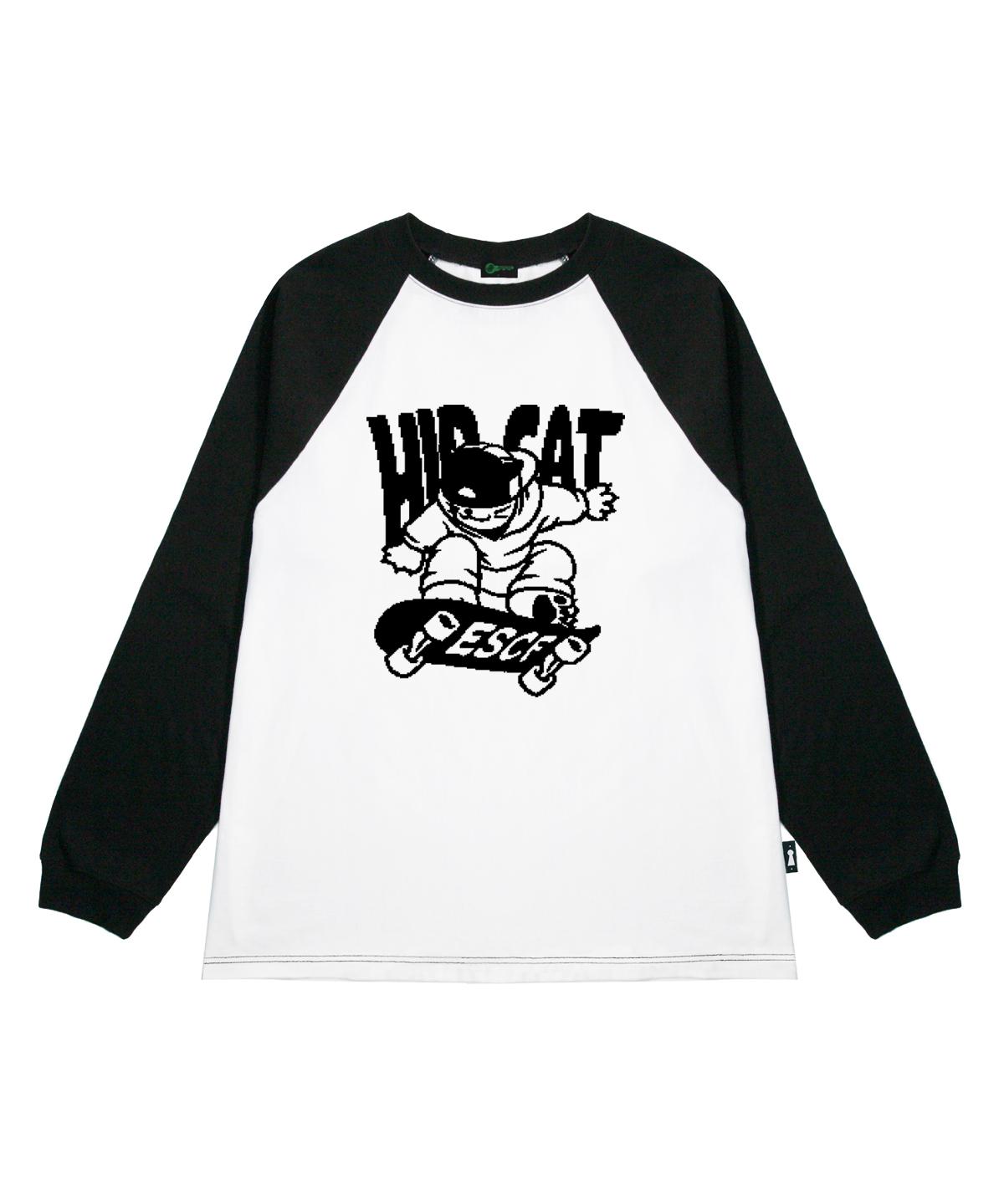 Escape From Hip Cat Skateboard Print Long Sleeve Black L