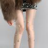 Big Rhinestones Shiny Transparent Pantyhose Women Sexy Thigh Mesh See Through Solid Stockings JK Hot Girls Party Clubwear Tights