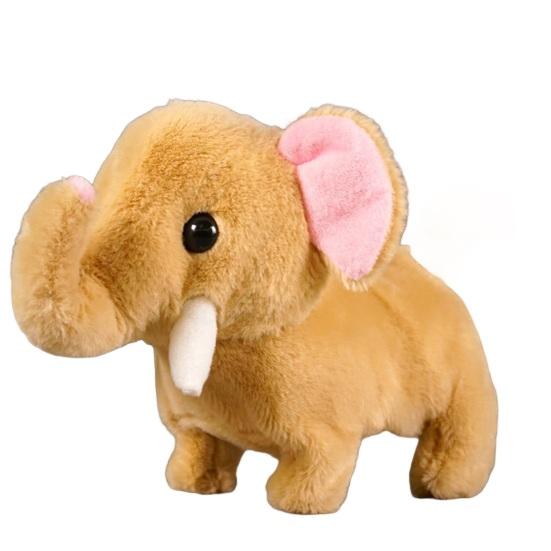 Kids Electric Plush Animal Toy Walking Tail Wagging Interactive Elephant Sheep Cow Panda Plushie Toy Toddlers Educational Simulation Animal Toy