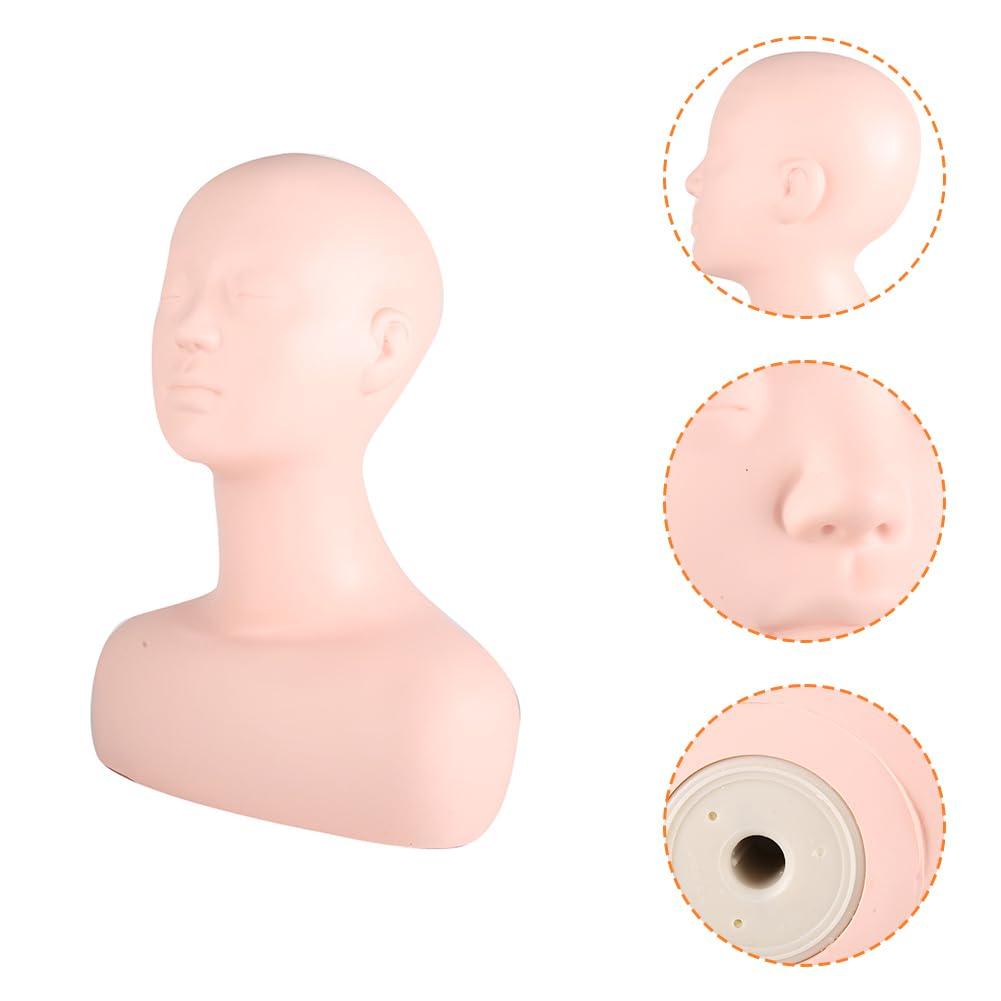 Multi Function Makeup Practice Model, Esthetics Soft Mannequin Head with Shoulders Massage Wig Hat Display Silicone PVC Skin Texture Facial