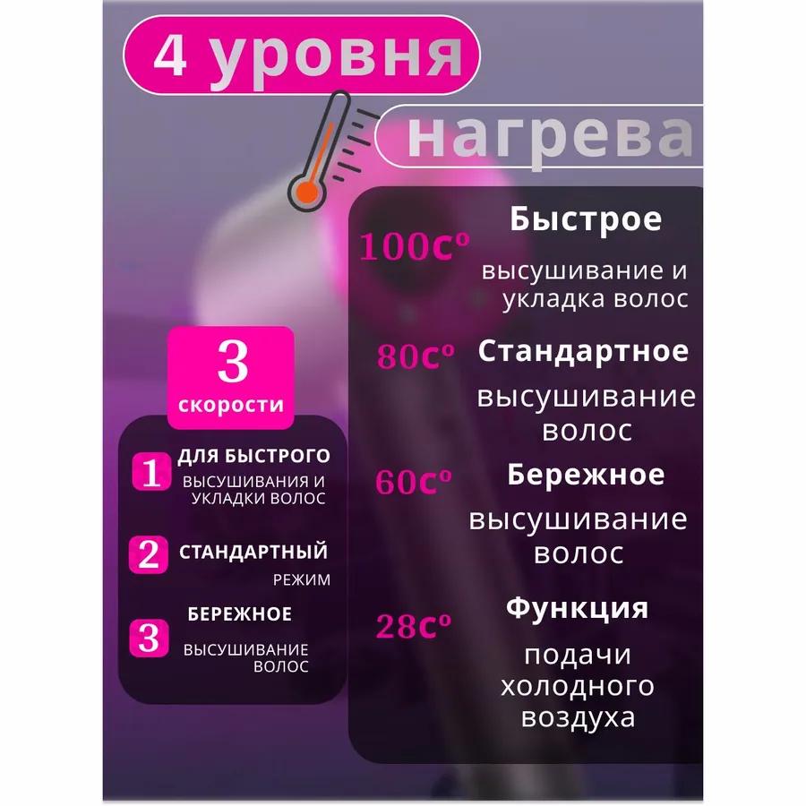 Hair dryer1 2500 W, speeds 3, number of nozzles 5, gray, pink