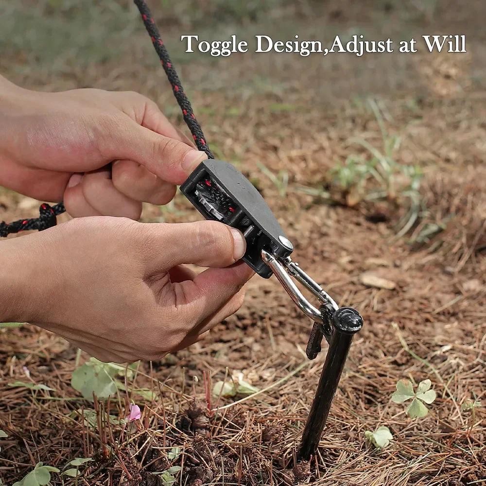 4Pcs Tent Adjustable Rope Fastener Fixed Buckle Pulley Tensioner Ratchet Hangers Lights Lifting Camping Awning Wind Rope