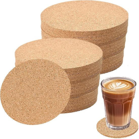 16pcs Cork Coaster for Drink Round Absorbent Tea or Coffee Coaster Cork Bulk Blank DIY Craft Gifts Coasters Warm Gifts Relatives and Friends in