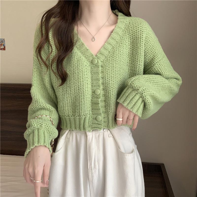 Autumn and Winter New Sweet and Gentle Wind Short Knitted Cardigan Loose Lazy Wind Long Sleeve Women's Coat Versatile Sweater Women