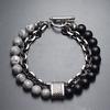 Natural Map Stone Men's Beaded Bracelet for Women Stainless Steel Bracelets Male Jewelry Tiger Eye  Bracelet