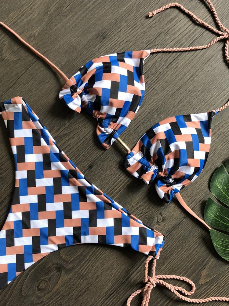 2026 Striped Bikini Set Knotted Swimsuit Women Biquinis Beach Sexy Thong Swimwear Bandage Brazilian Mirco Bikinis