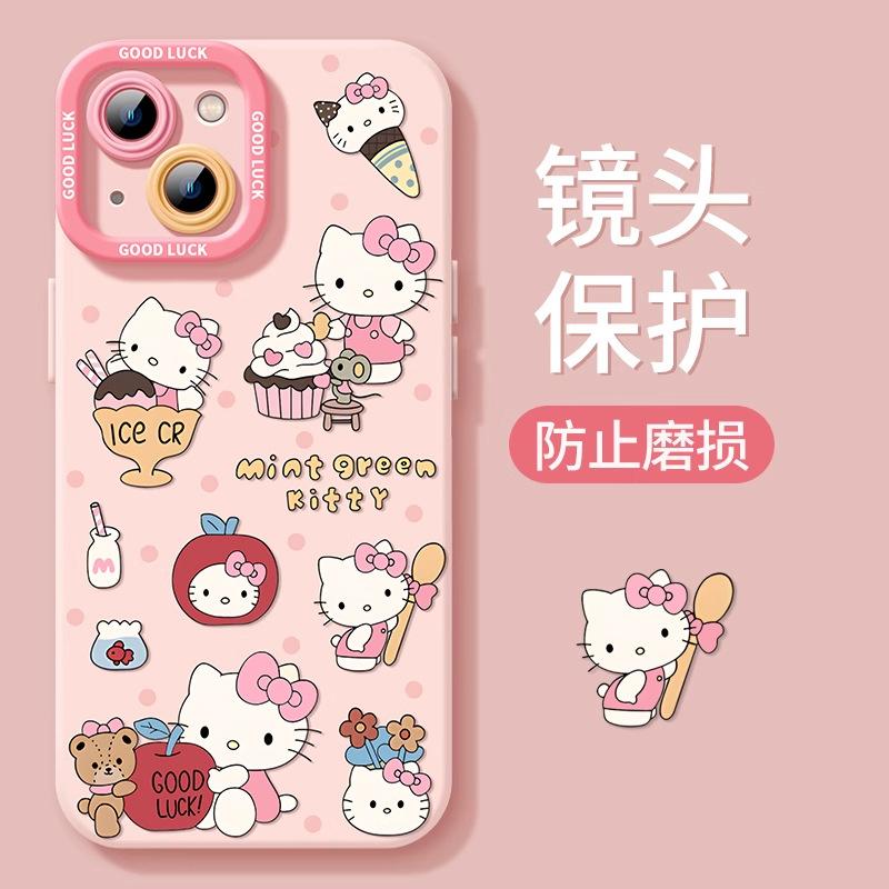 Sweetheart Kitty Cat Apple 17promax Mobile Phone Case Iphone15 Pink 14 Silicone 13 with Lanyard 16