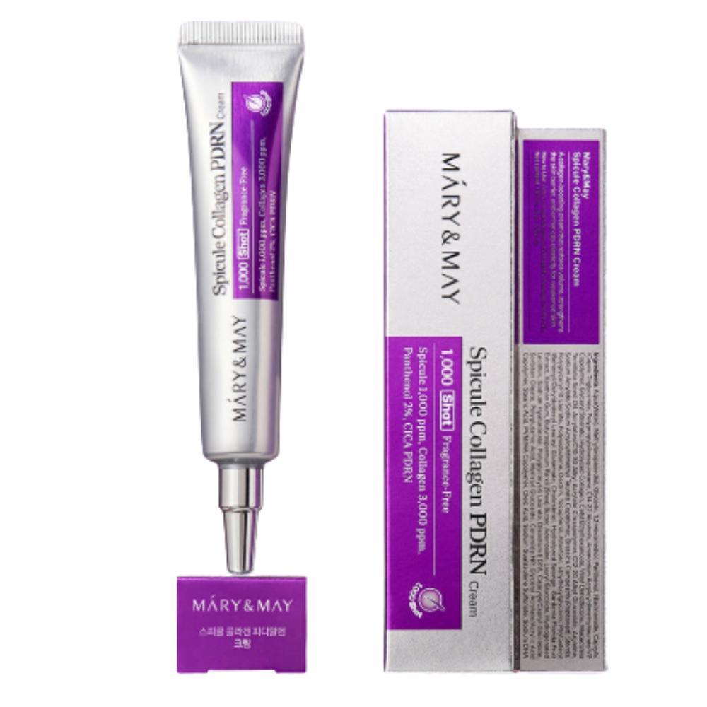 Mary&May Spicule Collagen PDRN Cream 15g 2-Set - Intensive Pore Care & Skin Regenerating Needle Shot Collagen PDRN