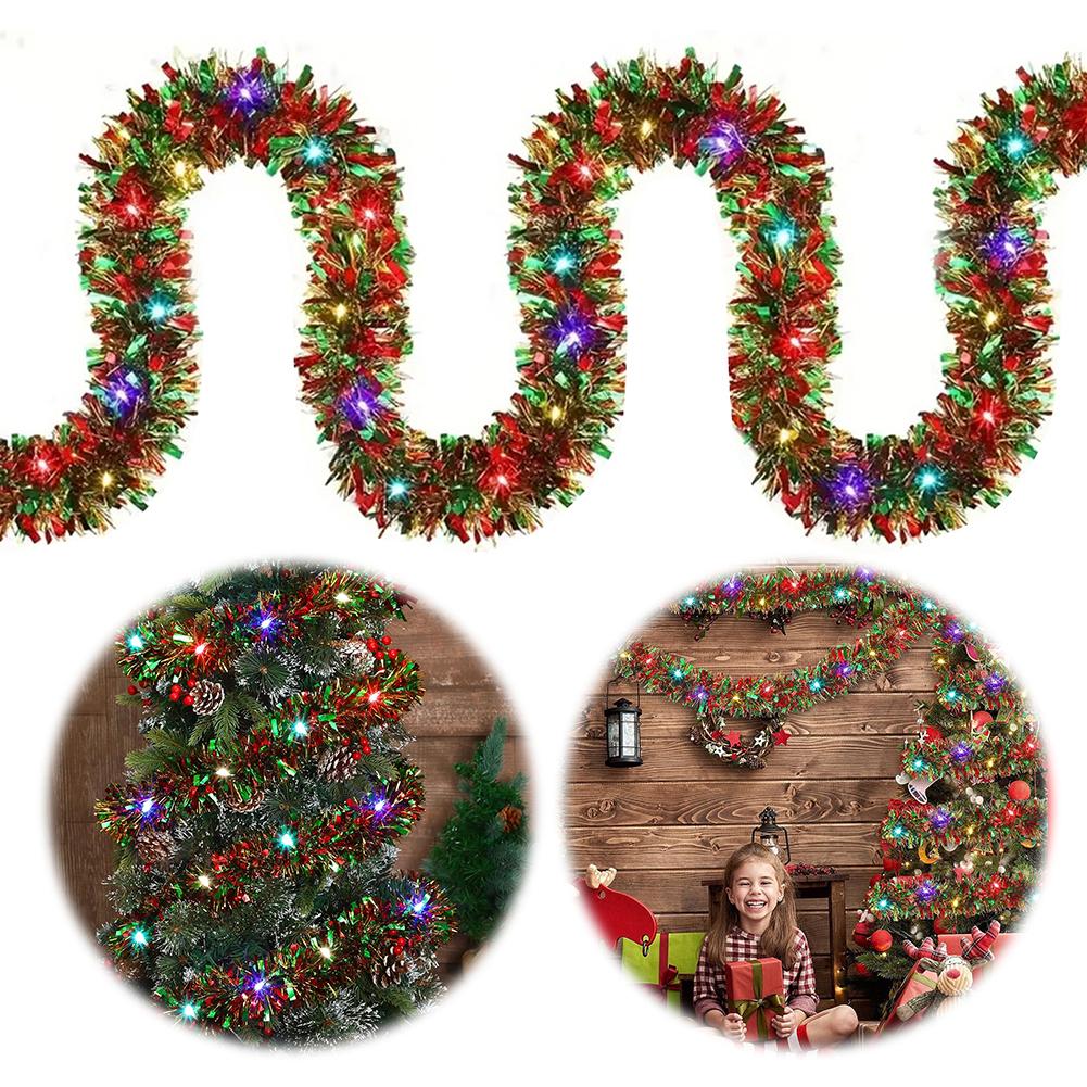 

16.4Ft Christmas Garland Hanging Garland with LED Lights Lighted Xmas Garland Battery-Operated Garland for Stairs Door China Mainland