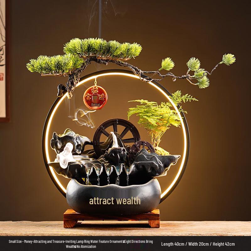 OIMG Ceramic Desktop Flowing Water Wheel Ornament