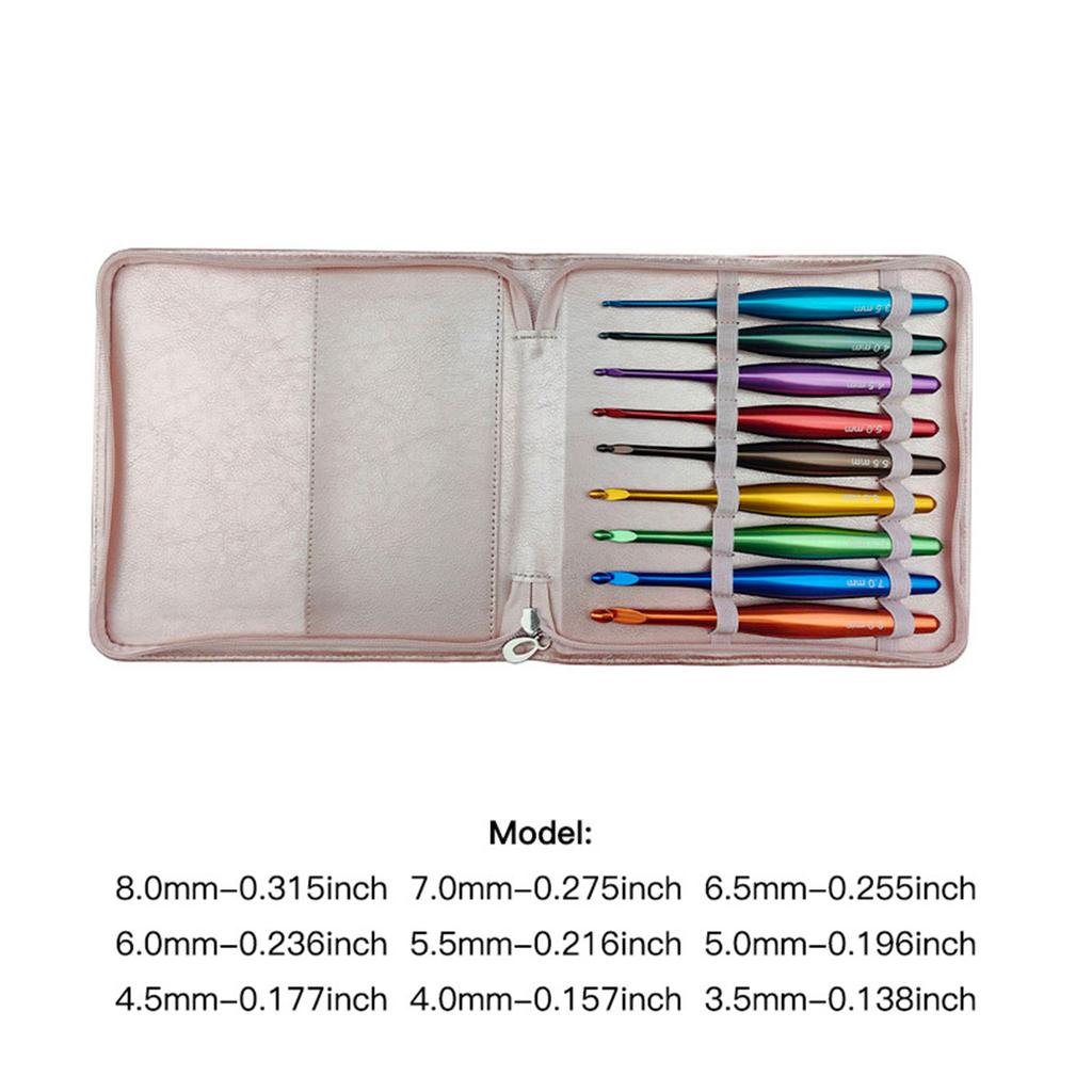 9 Pcs 3.5mm-8.0mm Crochet Needle Set Ergonomical Crochet Hook with Case Knitting Needle Crochet Supplies for Craft