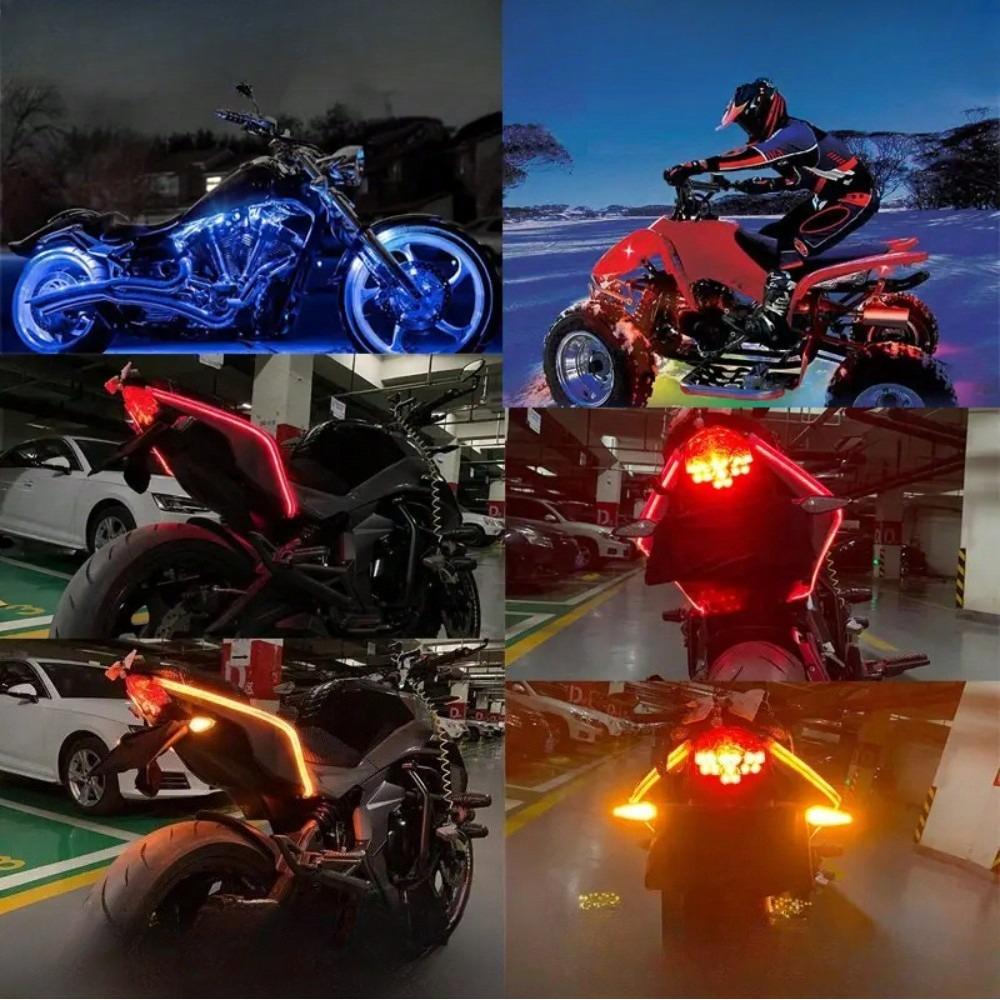 2pcs LED DRL Car Daytime Running Lights - Flexible Waterproof 12V Strips (White DRL, Yellow Turn/Brake Signals)