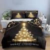 Golden Sparkling Christmas Tree Bedding Duvet Cover Set Duvet Cover Pillowcases  (1*Duvet Cover 2*Pillowcases, without duvet insert)