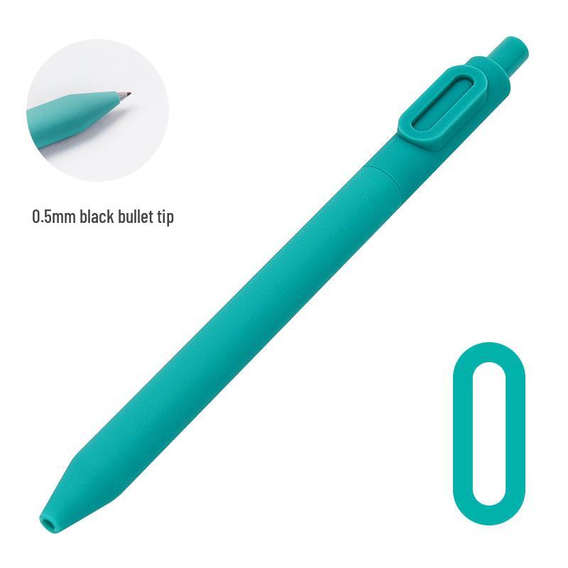 Shuyuan Black Gel Pen - Push-Button, Student Use, Minimalist Design, Candy-Colored Silicone Barrel.