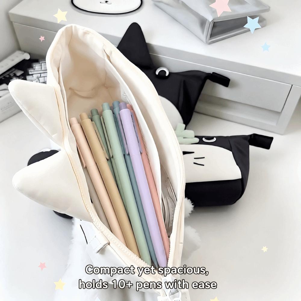 Cat Ear Design Pen Bag Large Capacity Pencil Pouch Durable Stationery Storage Bag Students