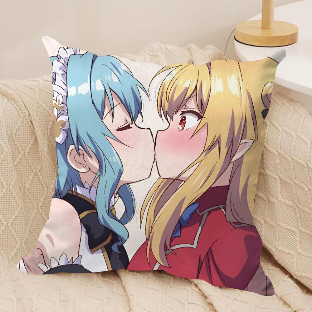 Hikikomari Kyuuketsuki no Monmon Cushion Cover Soft Plush Fabric Double-Sided Printed Sofa Cushion Cover for All Seasons Decor