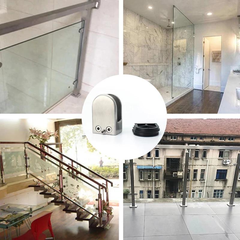 4pcs Stainless Steel Glass Clamp Adjustable Glass Bracket Fish Mouth Railing Glass Clip Durable Glass Fixed Sandwich Board