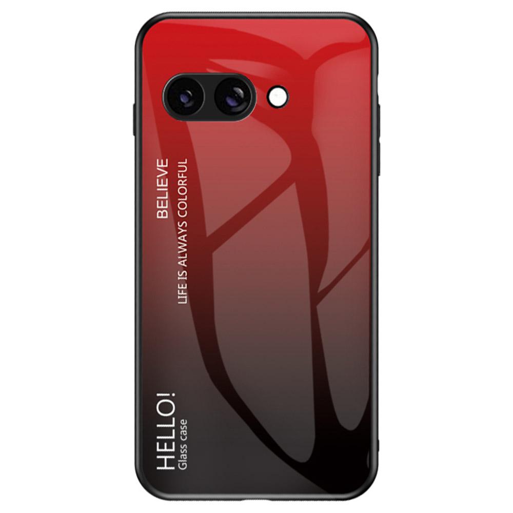 

For Google Pixel 9a Case Anti-Scratch Tempered Glass+PC+TPU Phone Cover Gradient Red Black