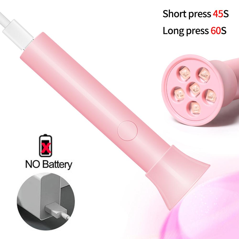 

YIKOOLIN Мини Ручная УФ LED Лампа для Ногтей Портативная USB Машинка для Сушки Ногтей Свет Для Гель-Лака Без Черных Рук 6 Ламп УФ Лампа USB