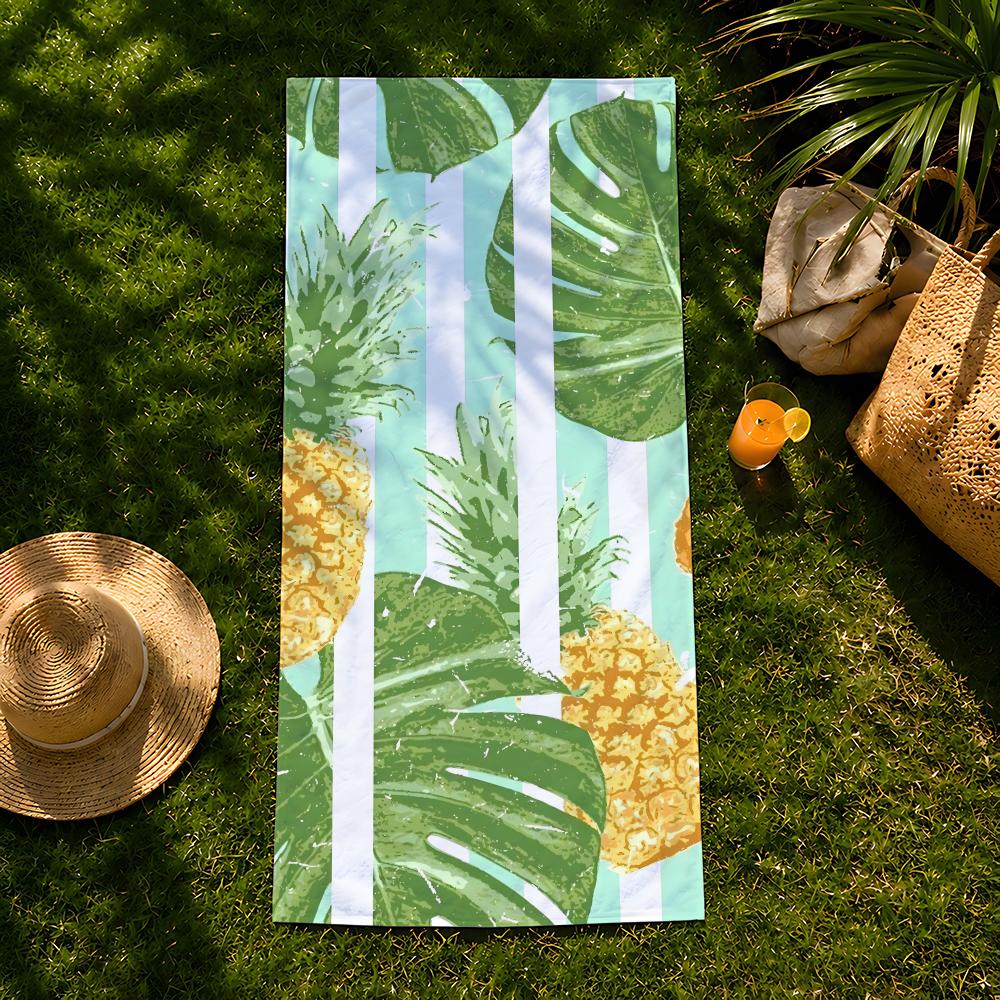 Prosop de plajă P-Pineapple Food, prosop de baie absorbant cu uscare rapidă pentru înot, sală de sport, camping, exterior