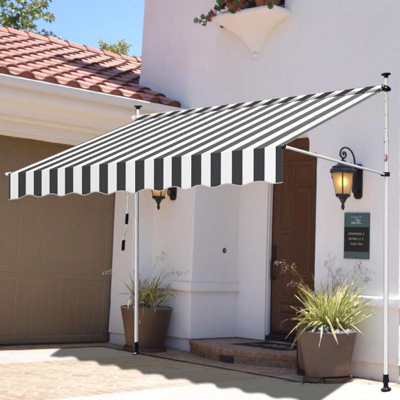 Folding Retractable No-Drill Sunshade: Hand-Crank Balcony & Shop Canopy