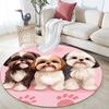 Uroczy okrągły dywanik ze wzorem Shih Tzu, Dywanik do salonu, sypialni, na sofę, do pokoju zabaw, Mata podłogowa antypoślizgowa, Prezenty świąteczne i urodzinowe