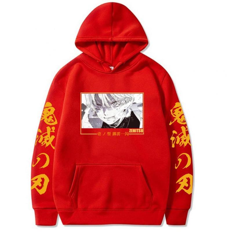 Agatsuma Zenitsu Japanese Animation Men's Hoodie Vintage Unisex Pullover Vintage Graphic Hoody Tops Oversize Clothing