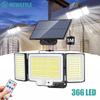 Solar Security Light Outdoor 3 Heads 366LED Motion Sensor Solar Flood Light IP65 Waterproof 3 Modes Lighting for Garage Garden