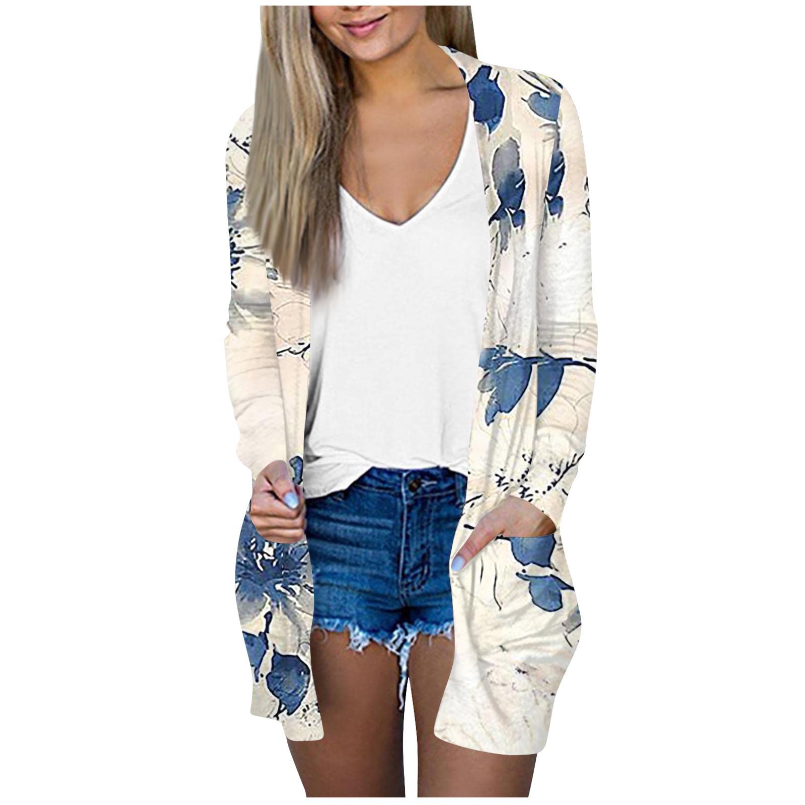 Женская модная свободная повседневная куртка-кардиган средней длины с длинными рукавами — фото 3