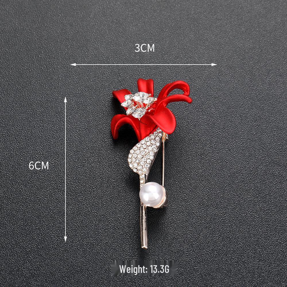 High-End Rose Red Chinese Flower Brooch: Classical Pin for Women's Qipao & Coat Accessories