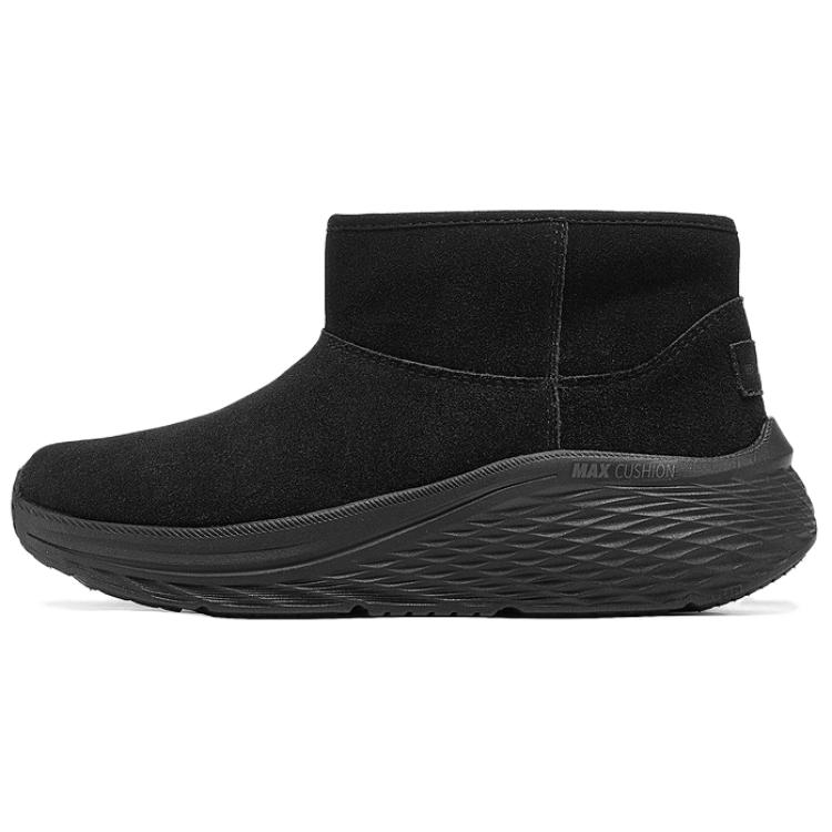 Skechers Max Cushioning Warm Durable Comfortable Fashion Short Mid Calf Snow Boots Women boots Black 144349-BBK 35