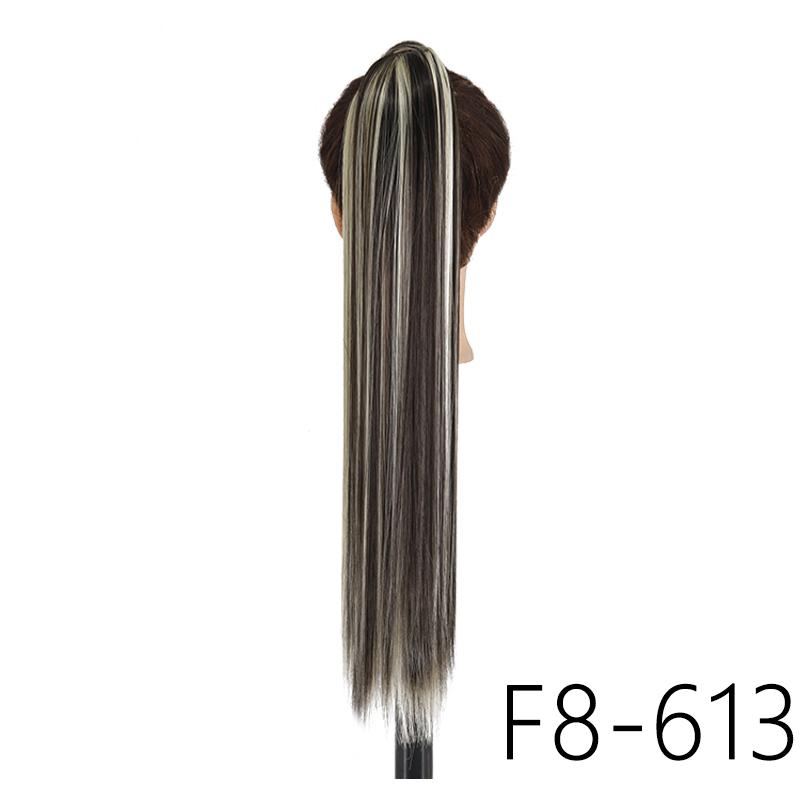 LISI HIAR Women Long Straight Ponytail Hair Wig Red Wine Blond Light Grey Black Synthetic Fiber Hair Extensions Party Time Daily Use