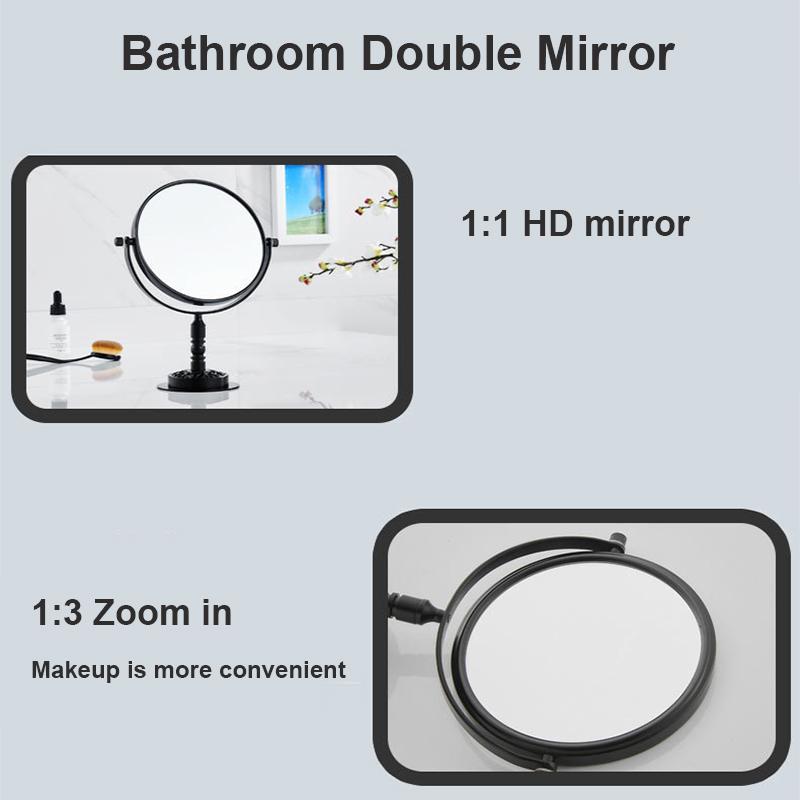 Modern Aluminum Vanity Mirror Dual-Sided 3X Magnifying Desktop Makeup Mirror Stand for Bathroom Black/Silver/Gold Beauty Mirror