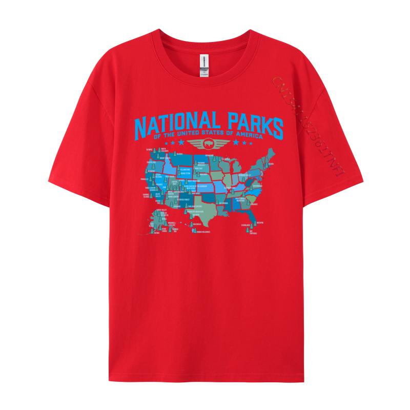 Unisex TShirt All Us National Parks Map Camping 80s Summer Tops Shirt Print Tops Tees Fitted Printed On Tshirts Wholesale