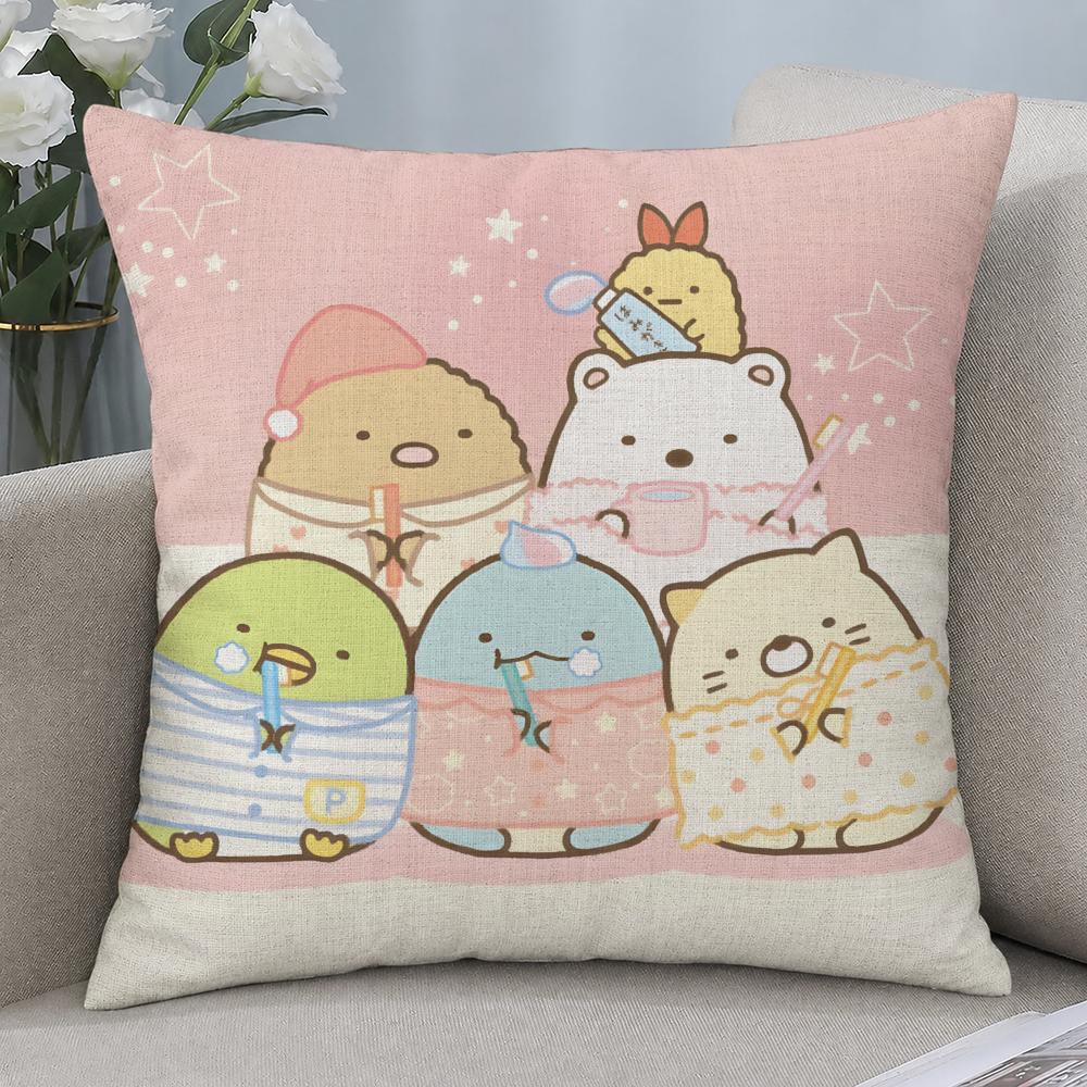 Character Sumikko Gurashi Cushion Cover Cushion Covers Natural Linen Breathable Sofa Bedroom Decor Pillowcase