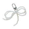 Bowknot Shaped Keychain Pendant Pearls Beaded Butterfly Knots Key Chain Fashionable Bows Ornament for Phones Bag Car Key