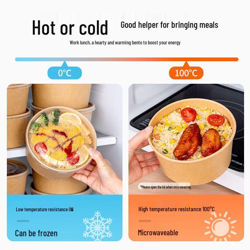 temeiju Disposable Kraft Paper Food Containers with Lids