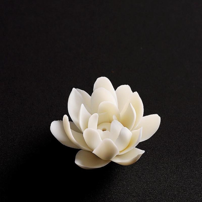 Ceramic White Lotus Incense Burner Home Decor Incense Stick Holder Buddhist Aromatherapy Incenses Censer Use in Office Teahouse