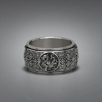 Classic Style Rotatable/Four Great Divine Beast Domineering   Mens Rings Vintage Wide Ring Exquisite Charm Jewelry