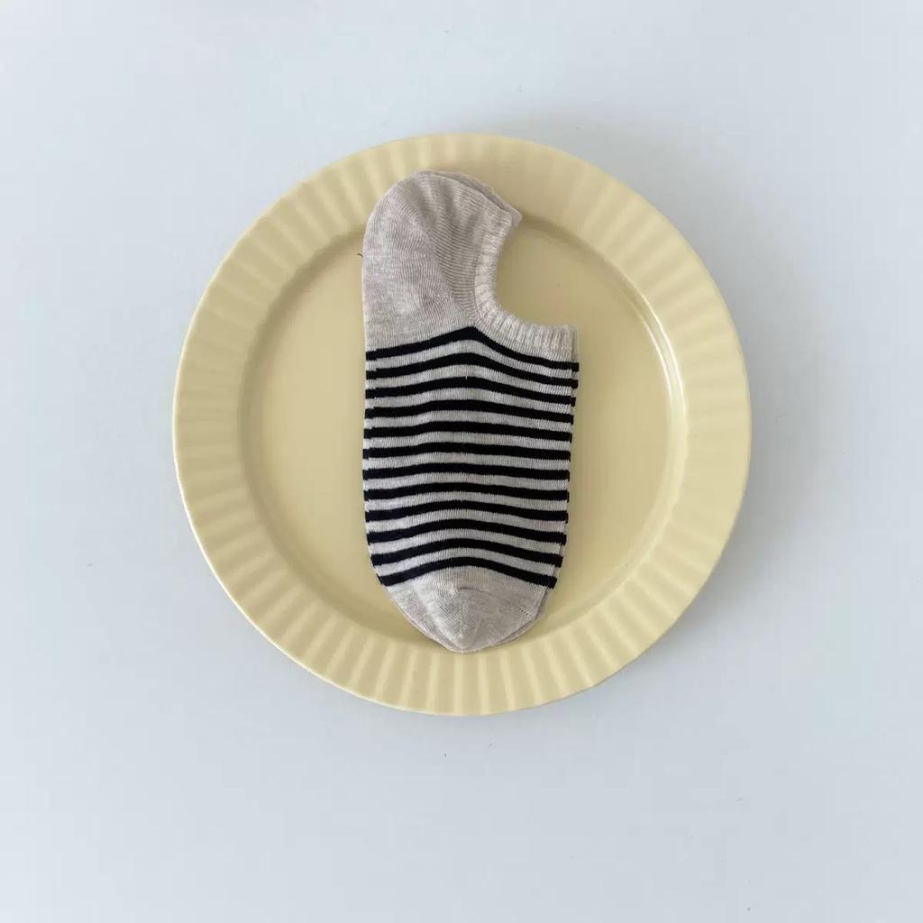 Striped Boat Socks Women'S Summer Thin Trendy Cotton Socks Polka Dot Non-Slip Invisible Short Socks Summer Versatile