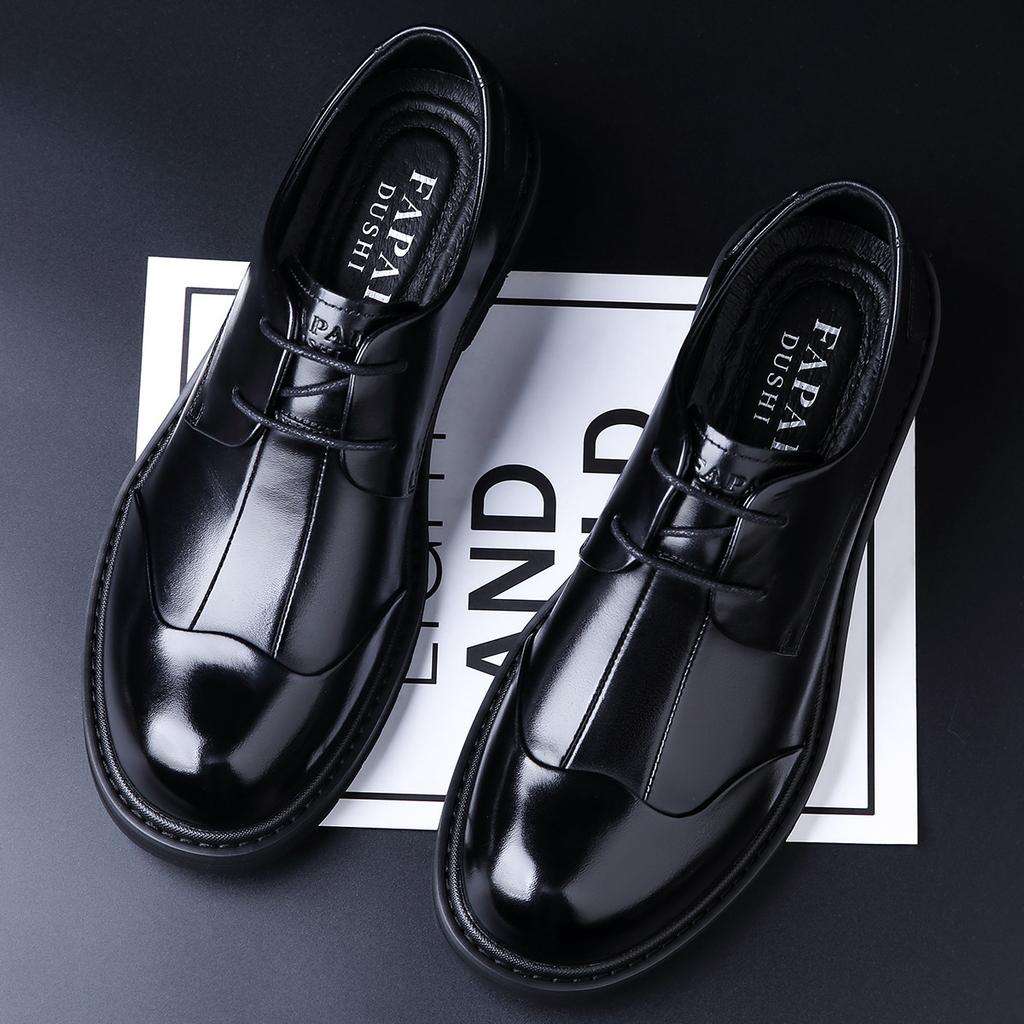 New men's business leather shoes, high-end Derby shoes, first-layer cowhide leather shoes, men's genuine leather, men's shoes are trendy and versatile