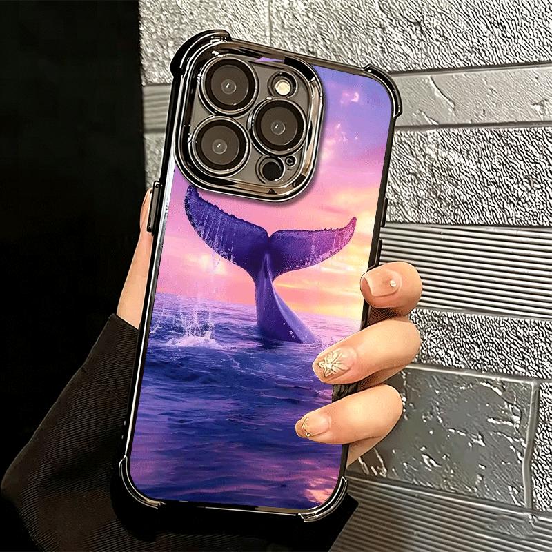 Humpback Whale Sea Giant Soft Phone Case For iPhone 15 16 17 Air 14 Pro Max 16E Plus 13 12 Mini Plating Anti-Fall Fundas