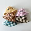 Fashionable Checkerboard Pattern Kids Bucket Hat Cute Plaid Baby Boys Girls Sun Hat Soft Kids Chilren Fisherman Panama Caps